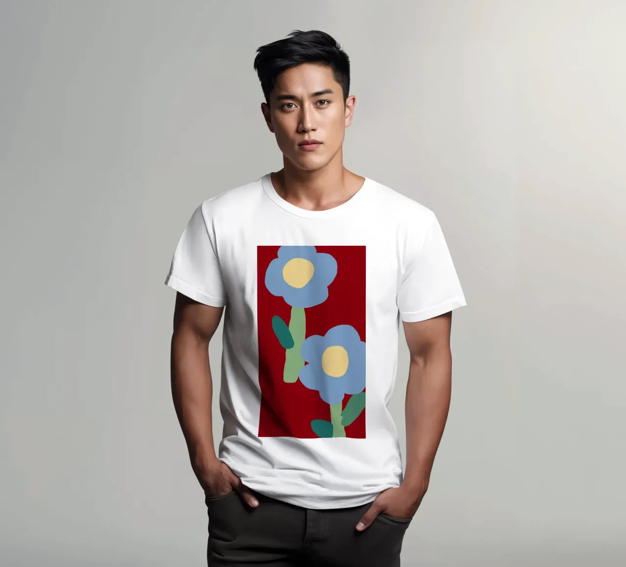 Red Blue Contrast t-shirt by Moonlite Desire
