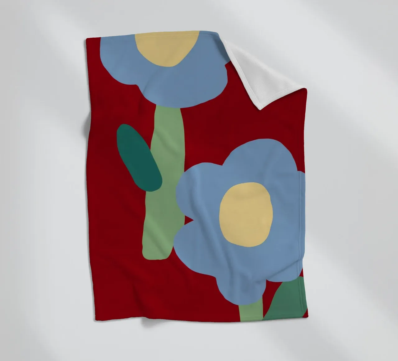 Red Blue Contrast fleece blanket by Moonlite Desire