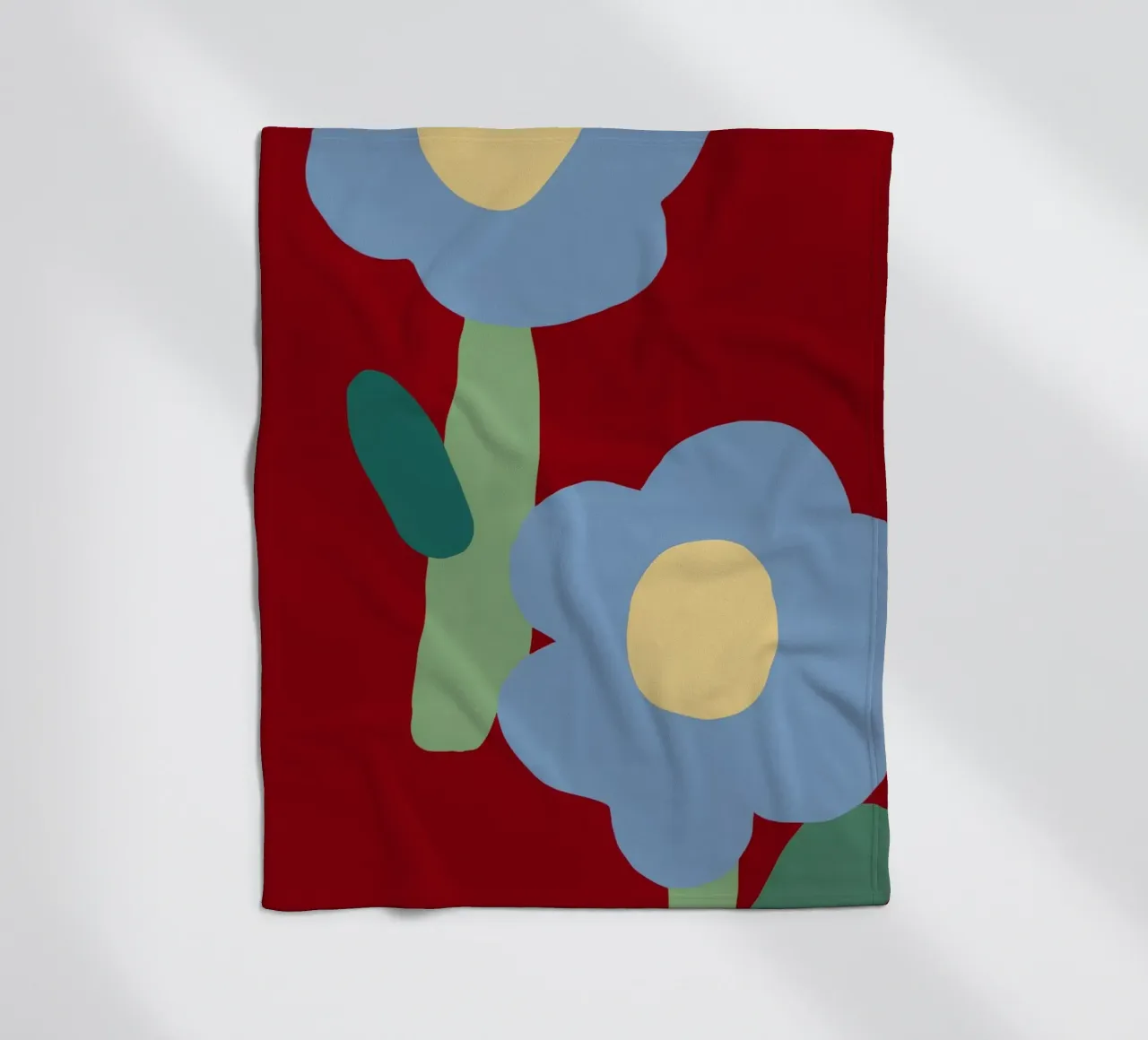 Red Blue Contrast fleece blanket by Moonlite Desire