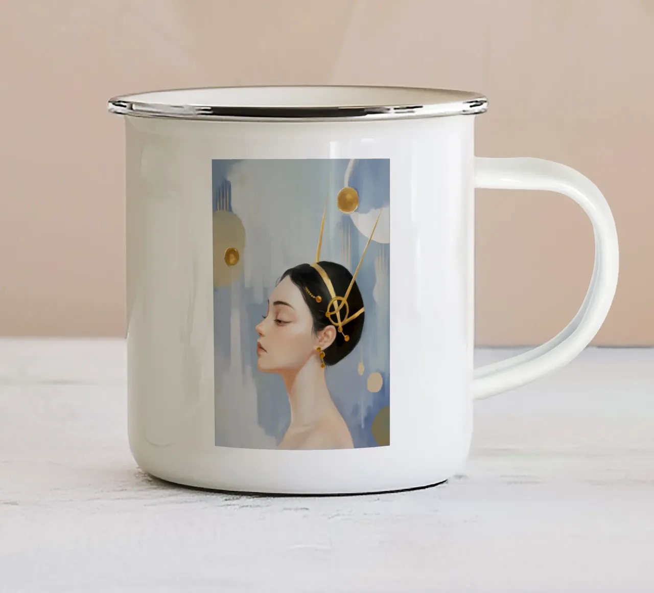 Contemplazione delle gocce d'oro tazza in smalto da Vivid Reverie