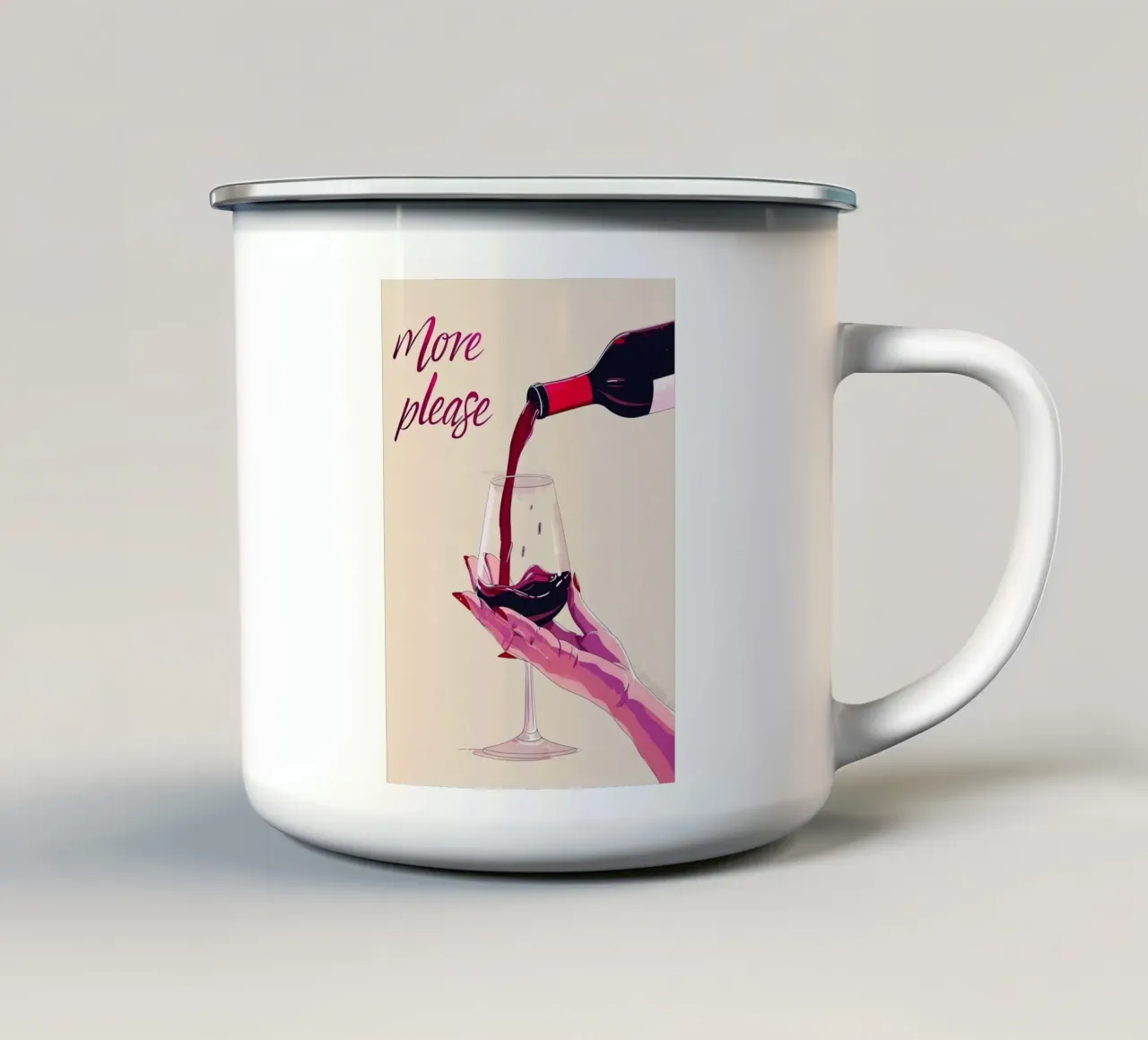 Più vino per favore tazza in smalto da Natasha Shop