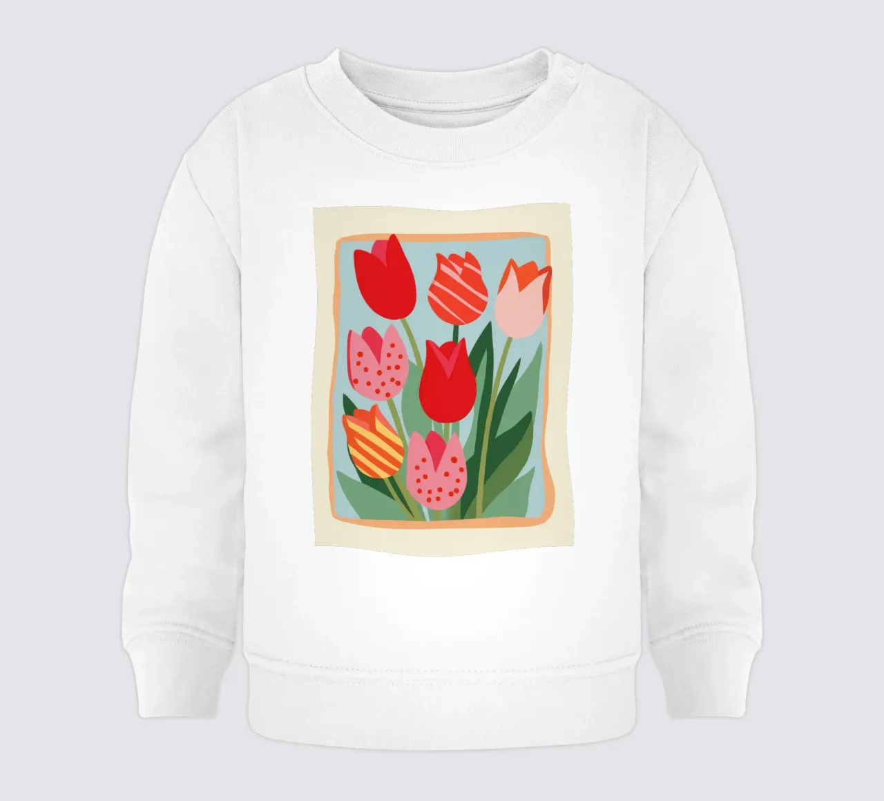 Framed Tulip Joy baby sweatshirt by Moonlite Desire