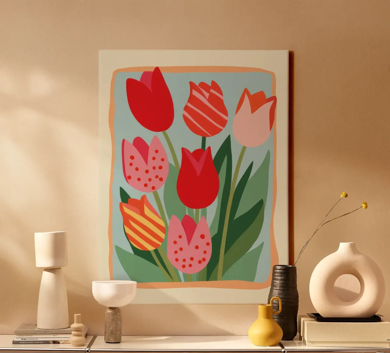 Framed Tulip Joy canvas by Moonlite Desire
