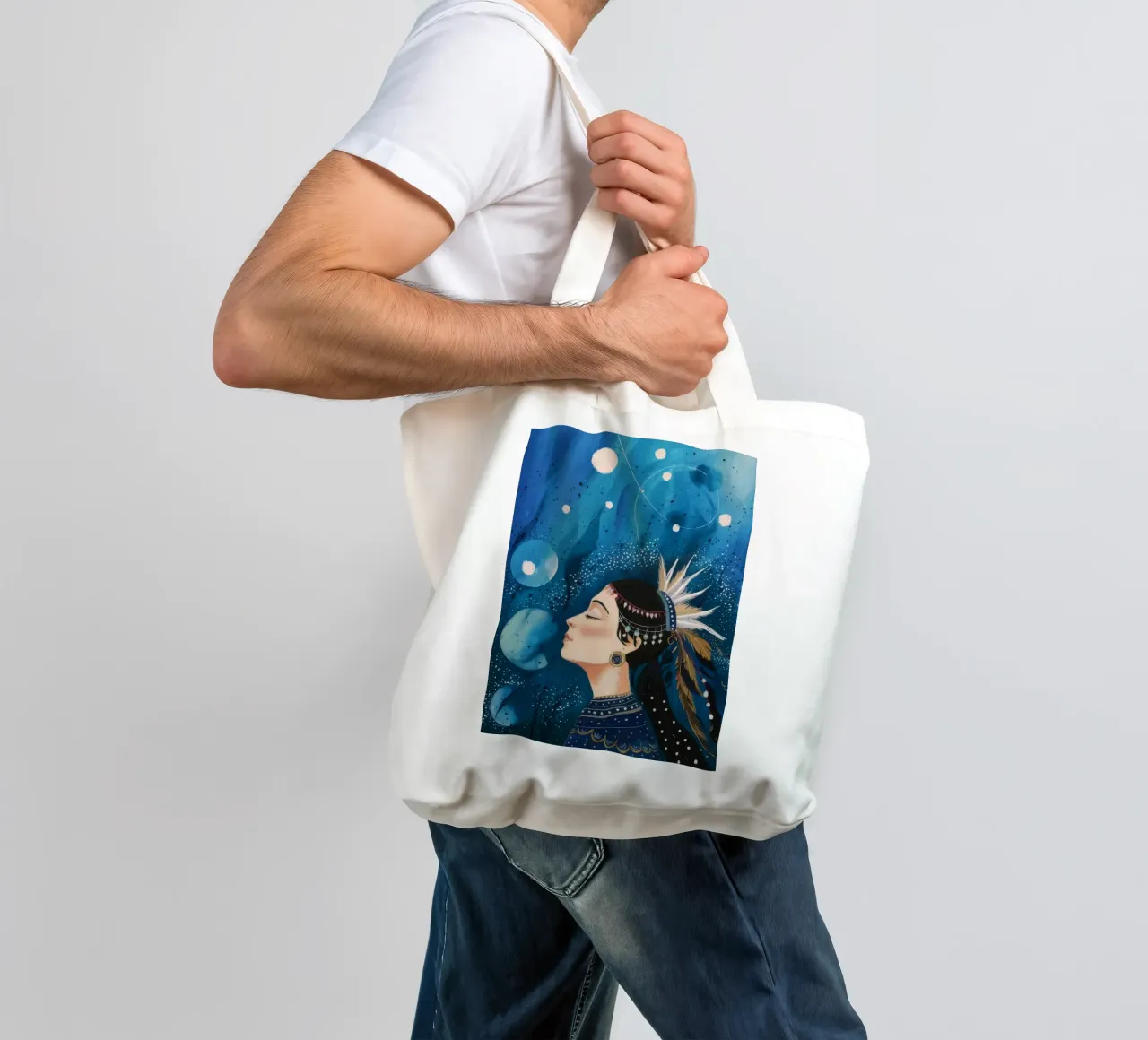 Cosmic Slumber Queen tote bag by Vivid Reverie