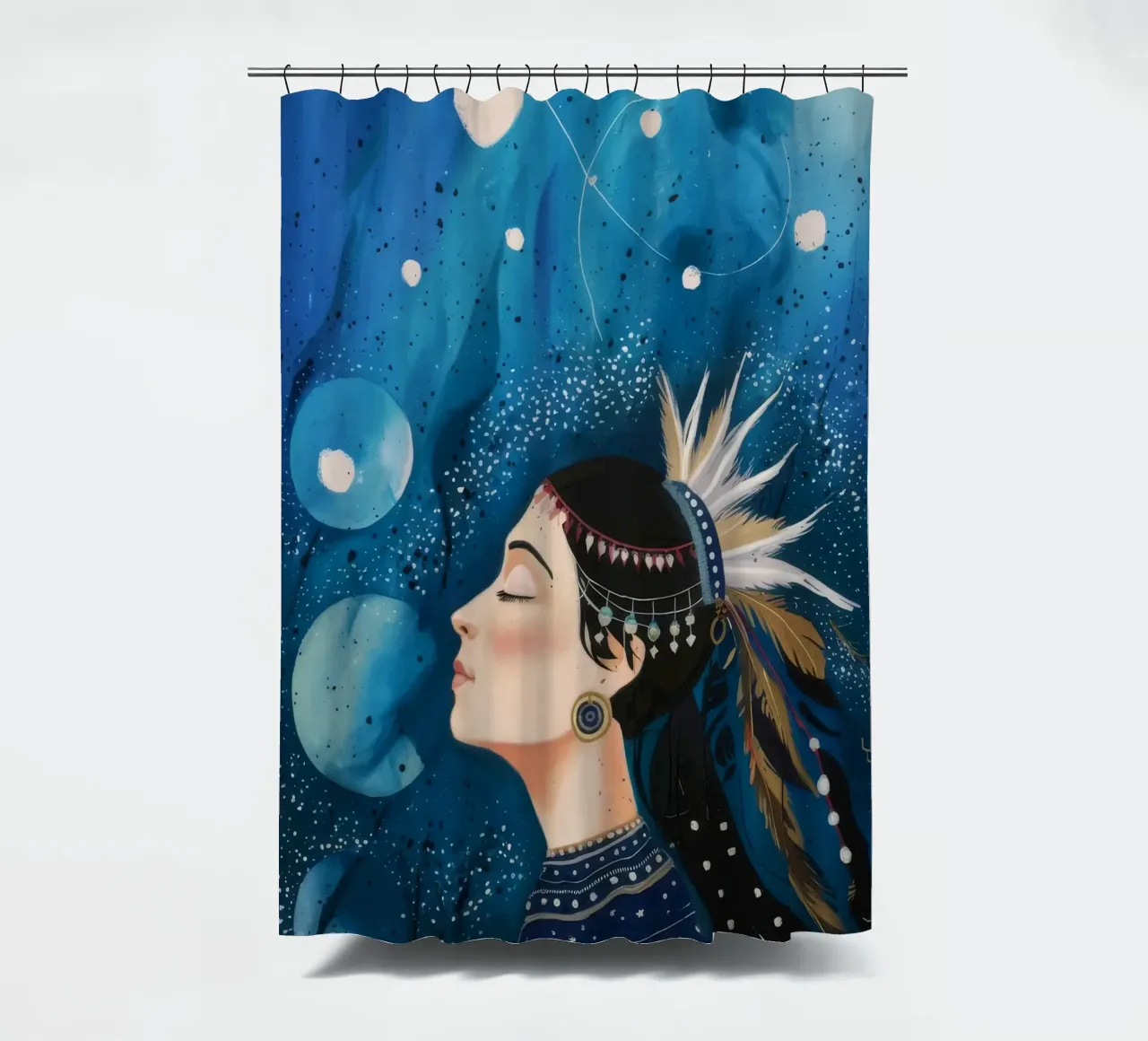 Cosmic Slumber Queen shower curtain by Vivid Reverie