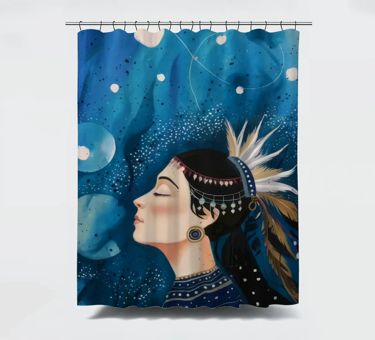 Cosmic Slumber Queen shower curtain by Vivid Reverie