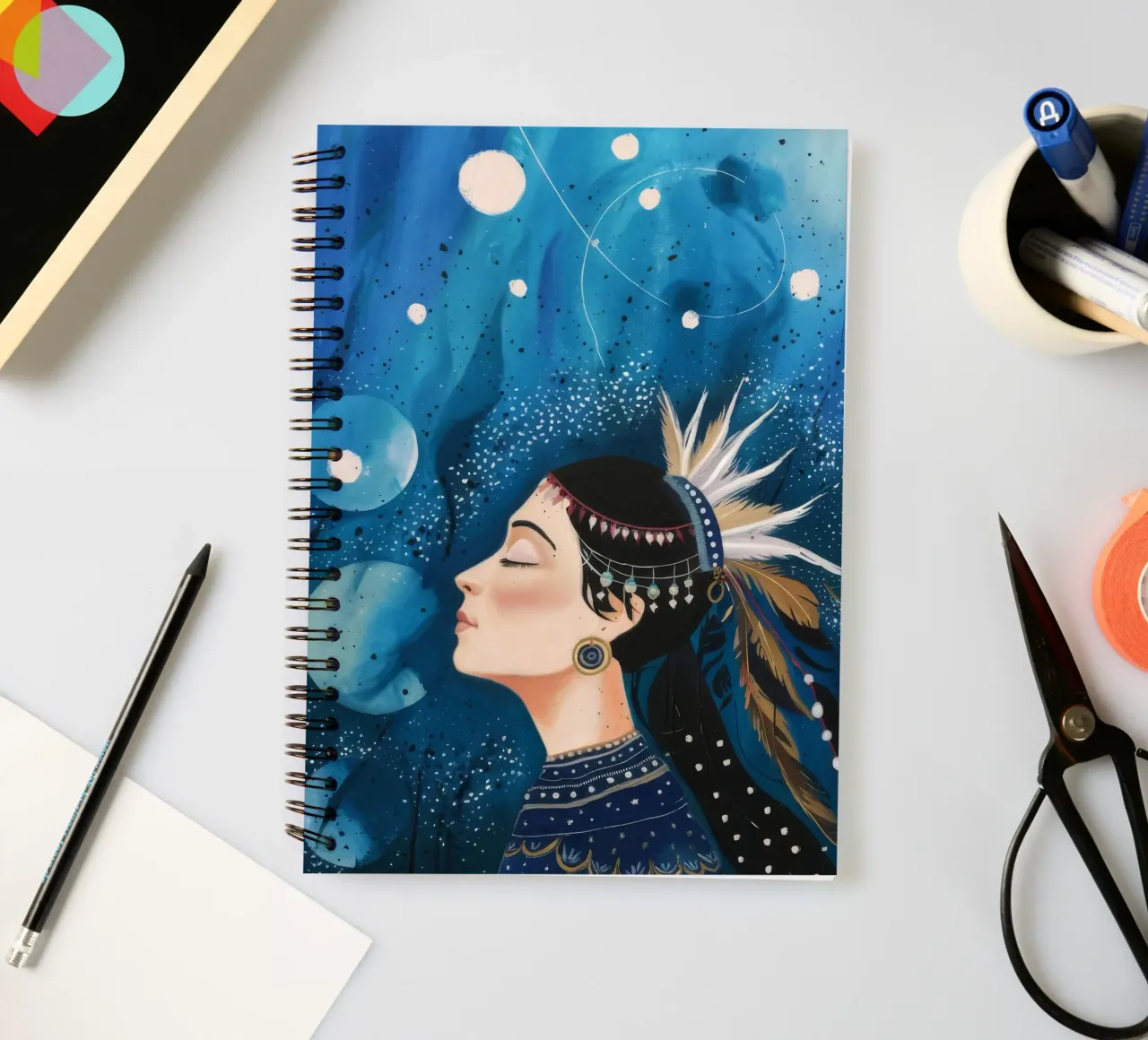 Cosmic Slumber Queen spiral notebook by Vivid Reverie