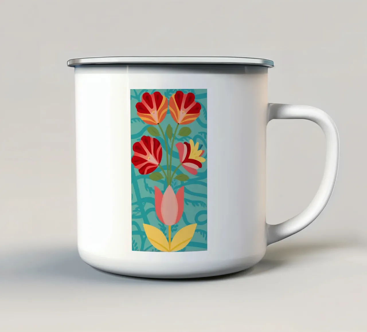 Rosso Art Nouveau tazza in smalto da Moonlite Desire