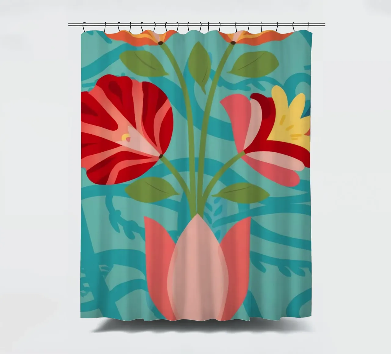 Rosso Art Nouveau tenda da doccia da Moonlite Desire