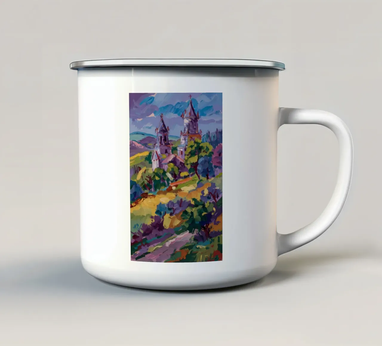 Sogno del crepuscolo del castello tazza in smalto da Radiance Landscape