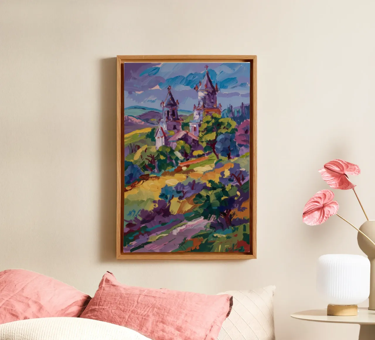Kasteel schemer droom canvas met Baklijst van Radiance Landscape