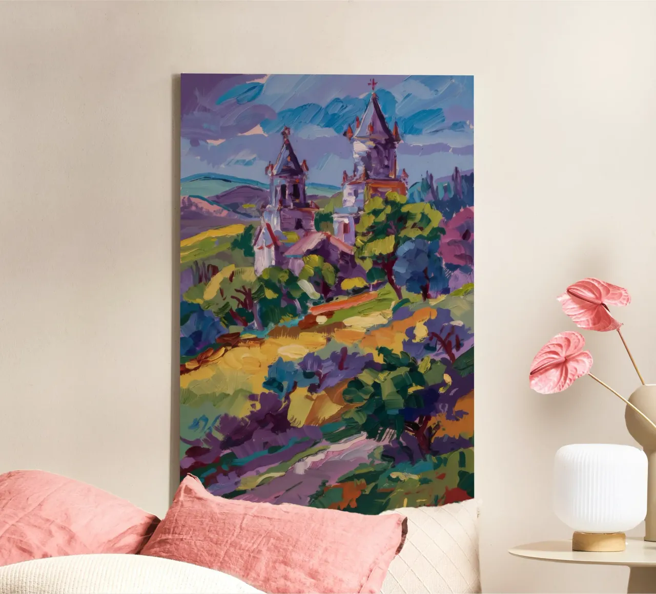 Kasteel schemer droom canvas met Baklijst van Radiance Landscape