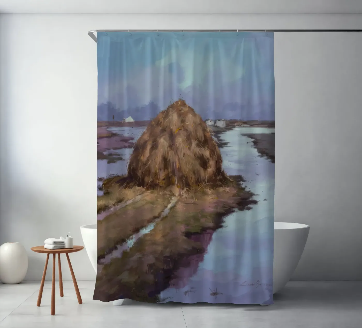 Haystack River Calm Duschvorhang von Radiance Landscape