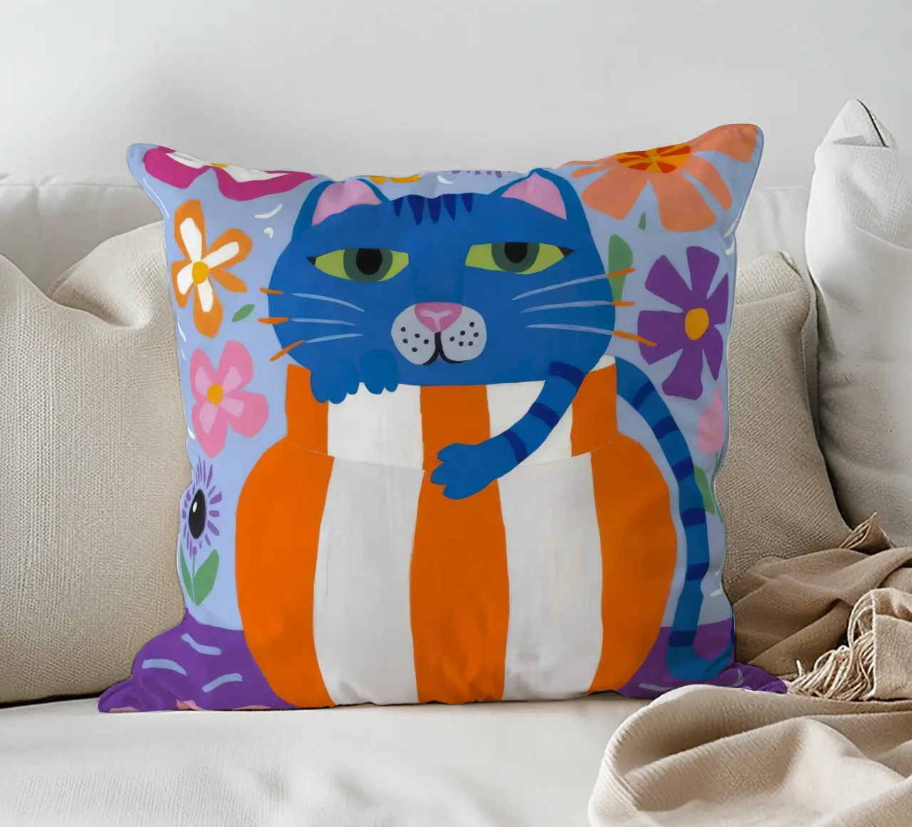 Gatto eccentrico a strisce cuscino da Moonlite Desire