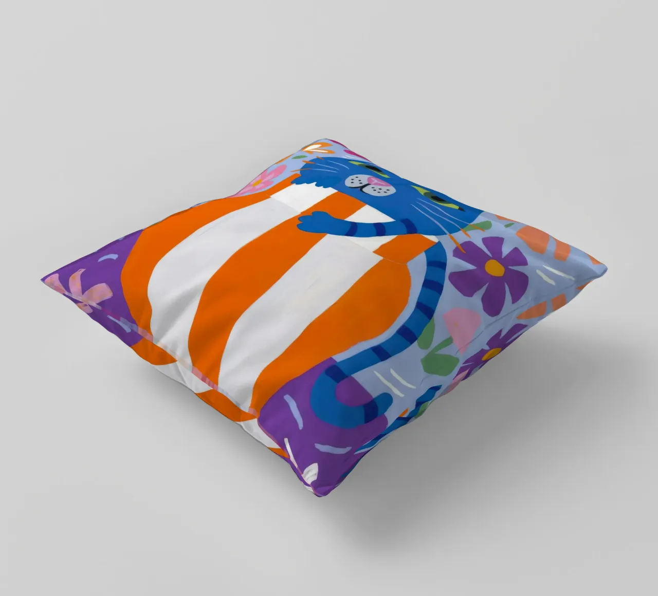 Gatto eccentrico a strisce cuscino da Moonlite Desire