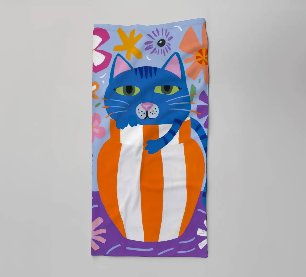 Gatto eccentrico a strisce asciugamano da bagno da Moonlite Desire