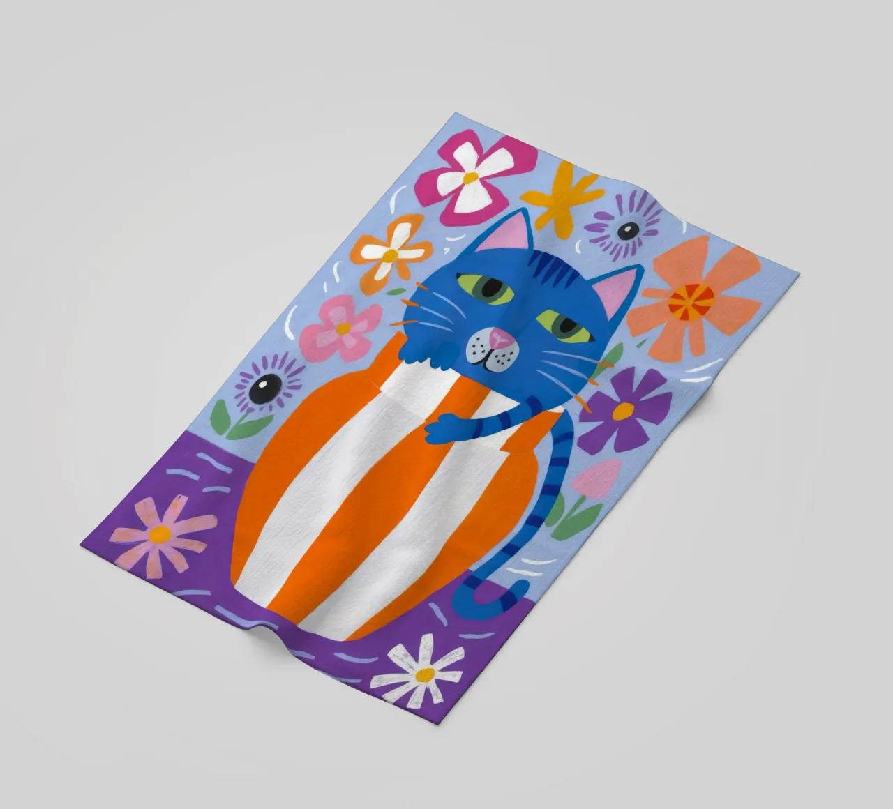 Gatto eccentrico a strisce telo mare da Moonlite Desire