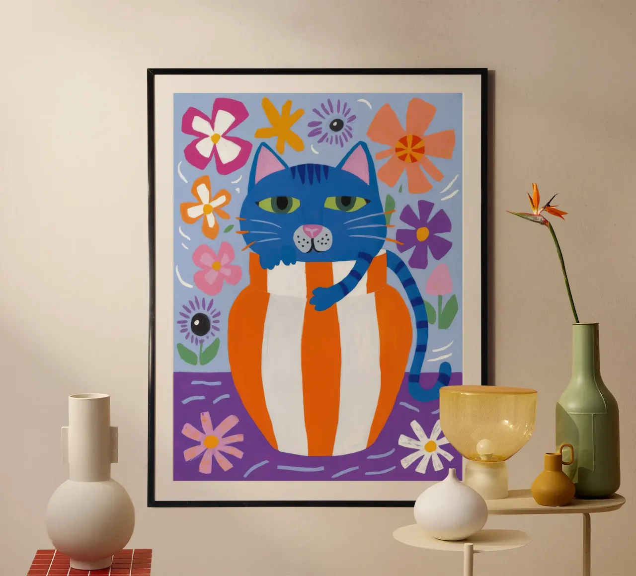 Gatto eccentrico a strisce carta hahnemühle da Moonlite Desire