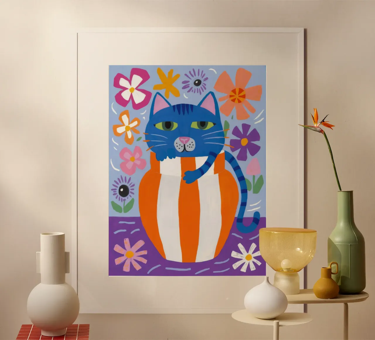 Gatto eccentrico a strisce carta hahnemühle da Moonlite Desire