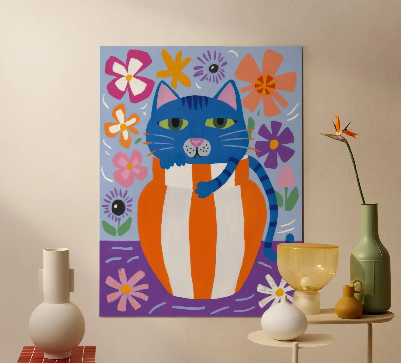 Gatto eccentrico a strisce carta hahnemühle da Moonlite Desire