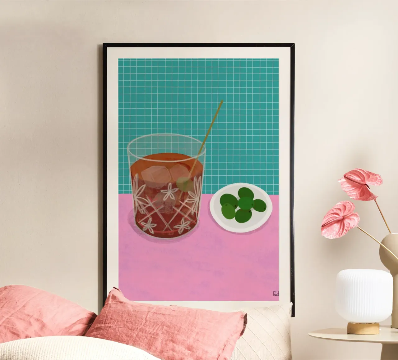 Vermut With Olives poster con telaio in legno da Be Mart