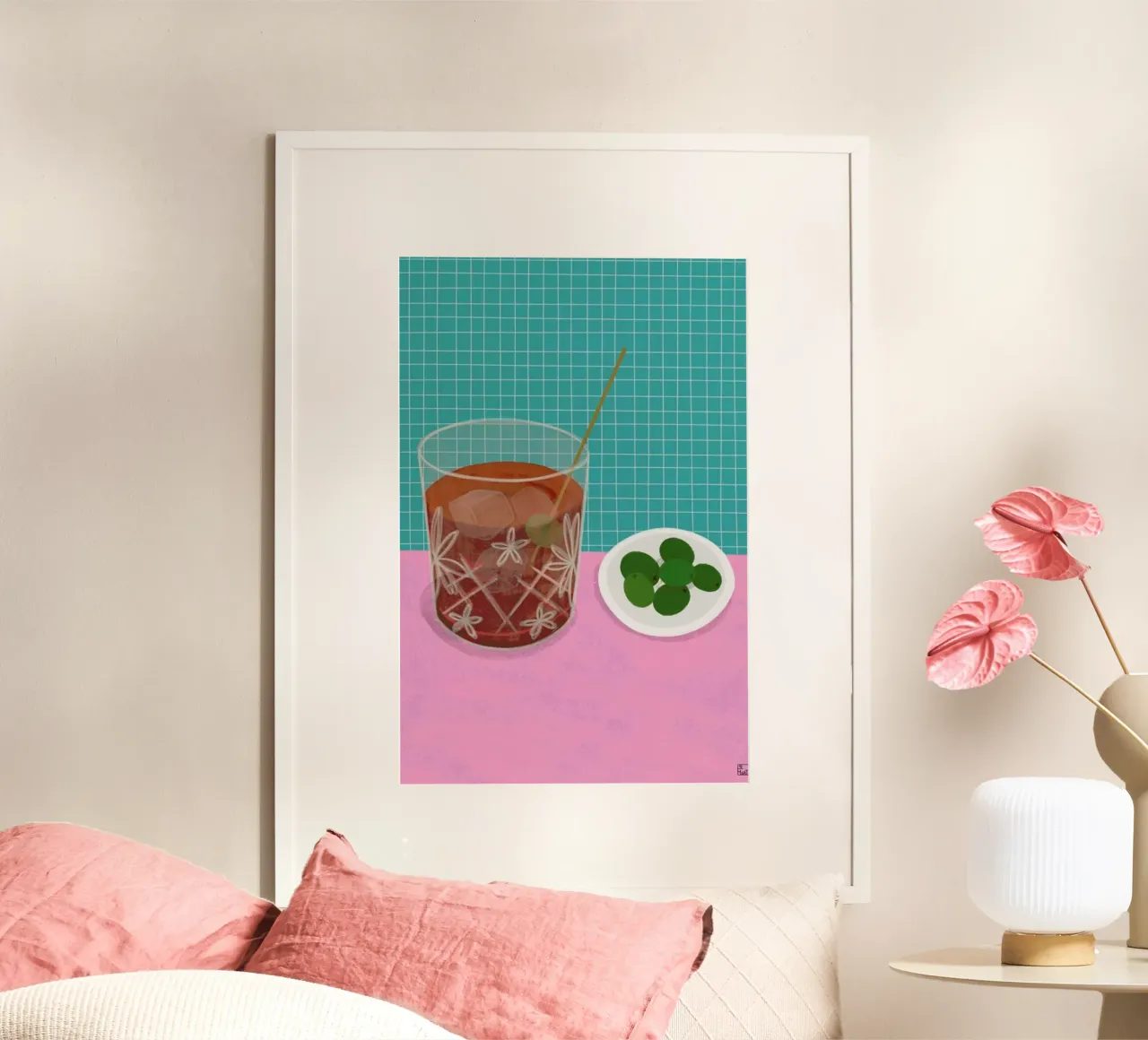 Vermut With Olives poster con telaio in legno da Be Mart