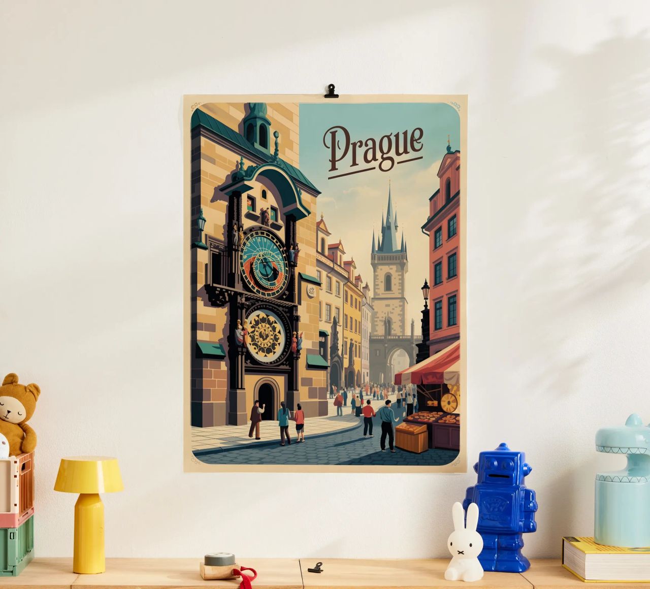 Prague Horloge astronomique Affiche de voyage vintage poster de Vintage Travel Art