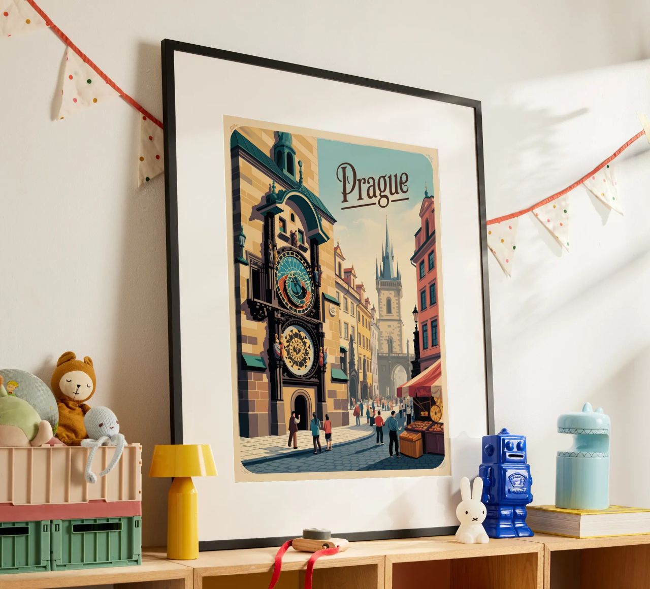 Prague Horloge astronomique Affiche de voyage vintage poster de Vintage Travel Art