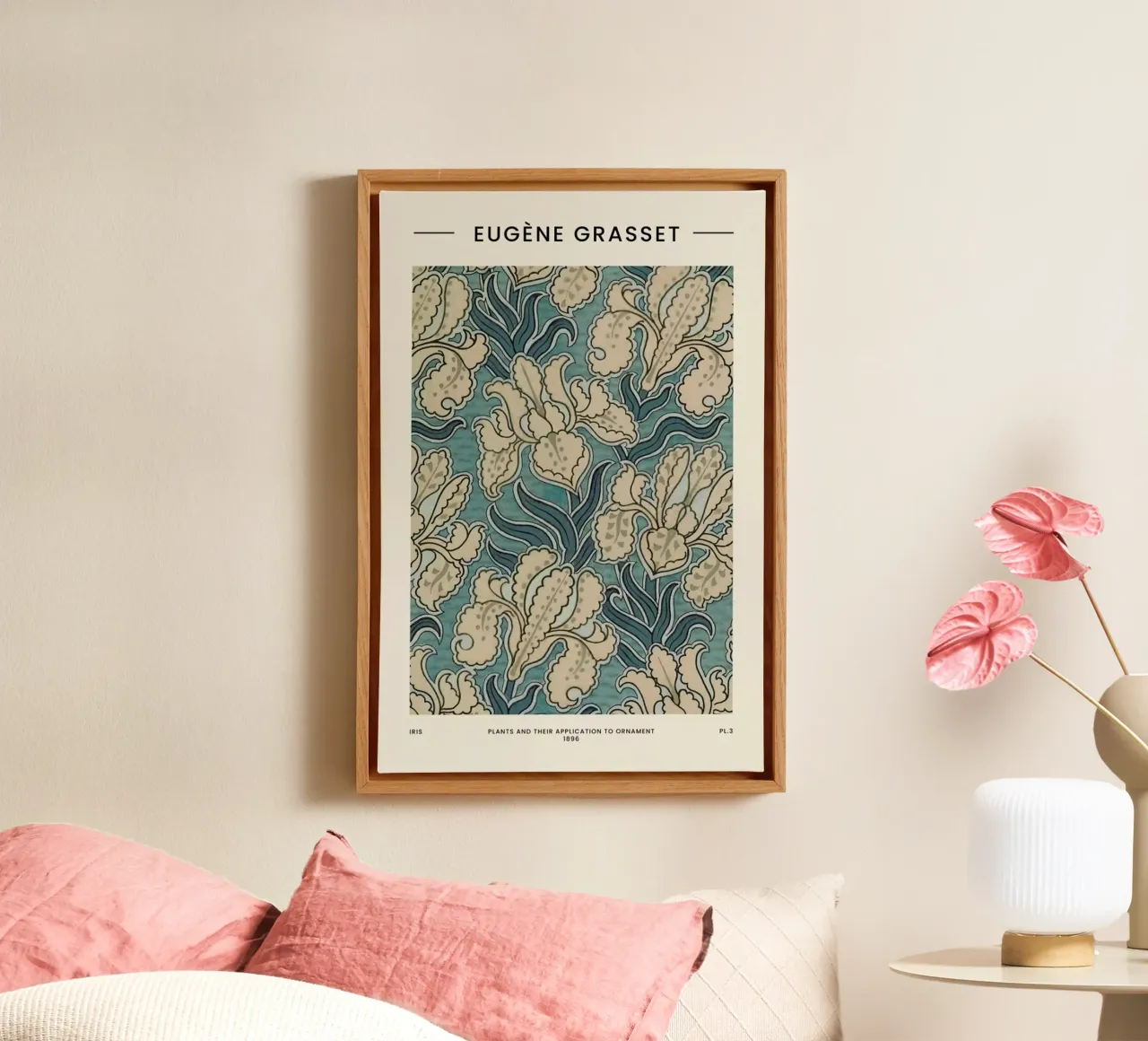 Grasset - Iris tela con Cornice a cassetta da Vintage by JUNIQE