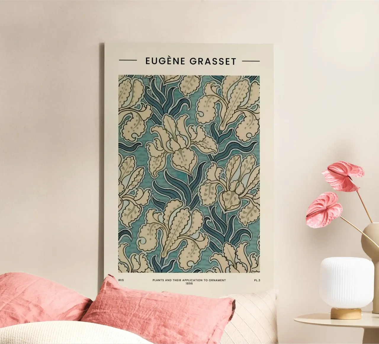 Grasset - Iris tela con Cornice a cassetta da Vintage by JUNIQE
