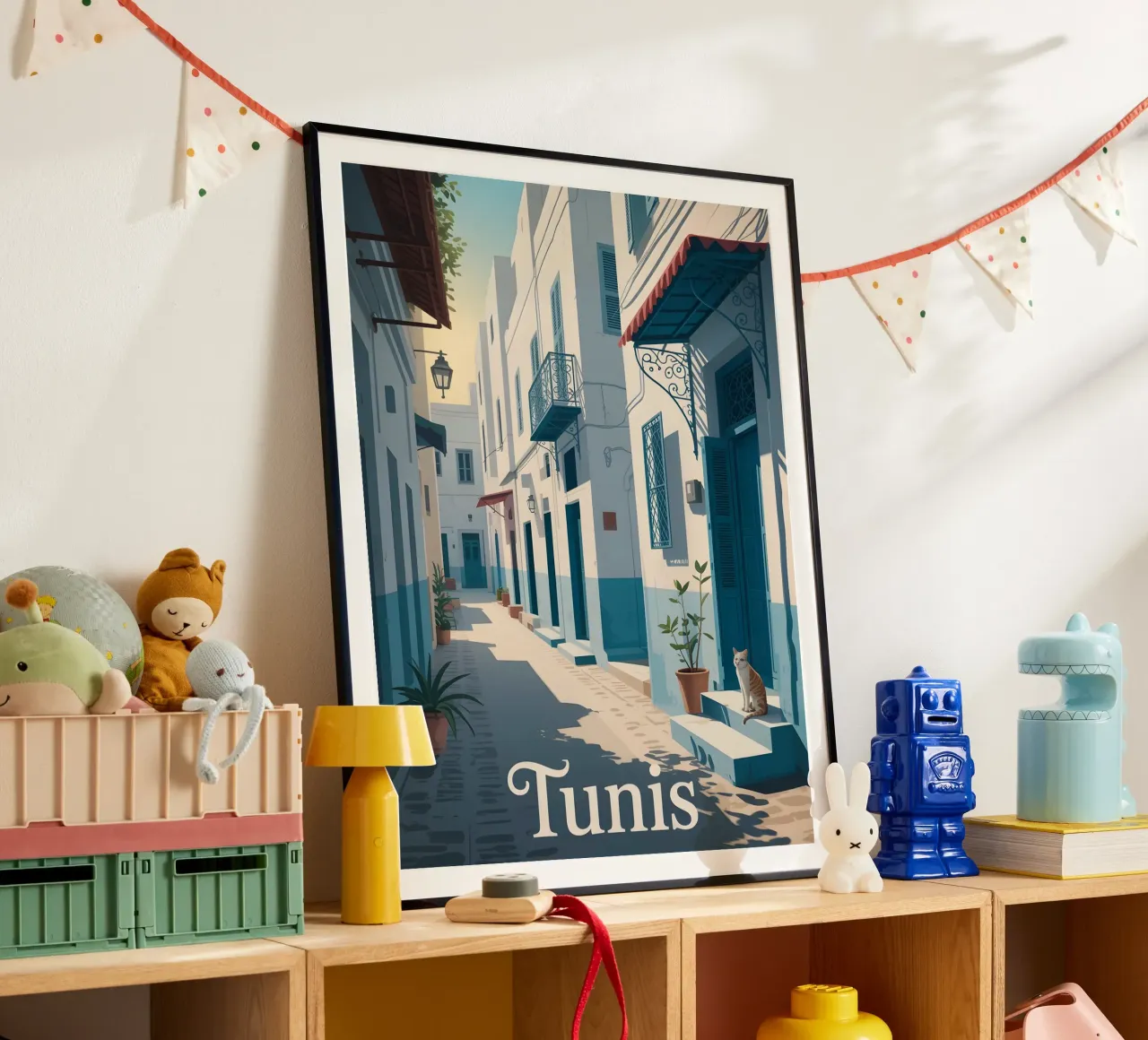 Poster di viaggio vintage di Tunisi poster con telaio in alluminio da Vintage Travel Art