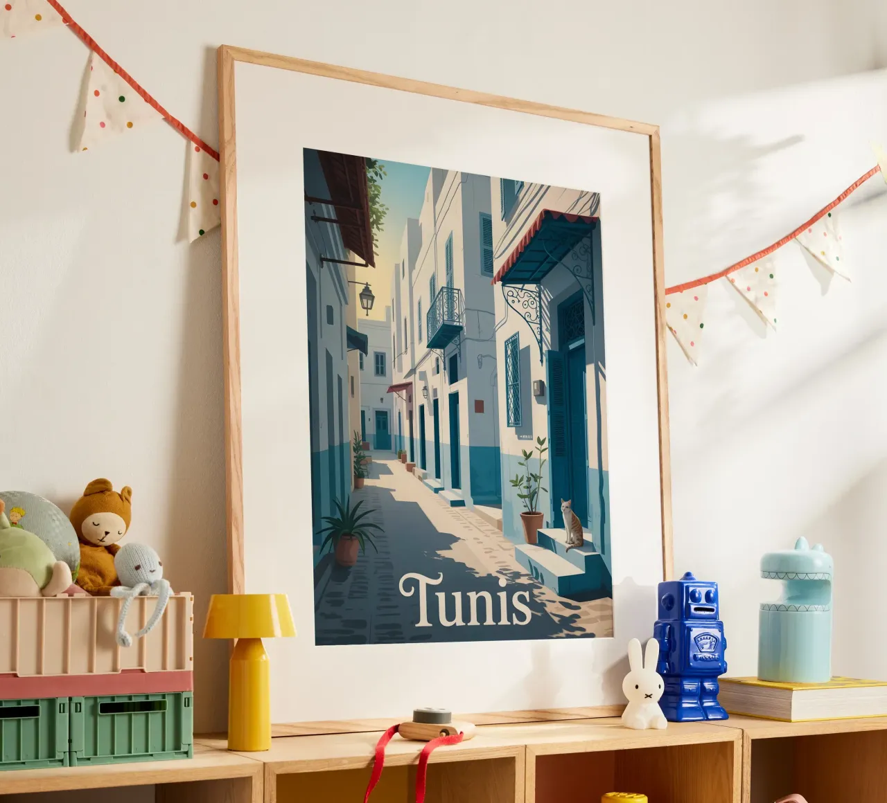 Poster di viaggio vintage di Tunisi poster con telaio in alluminio da Vintage Travel Art