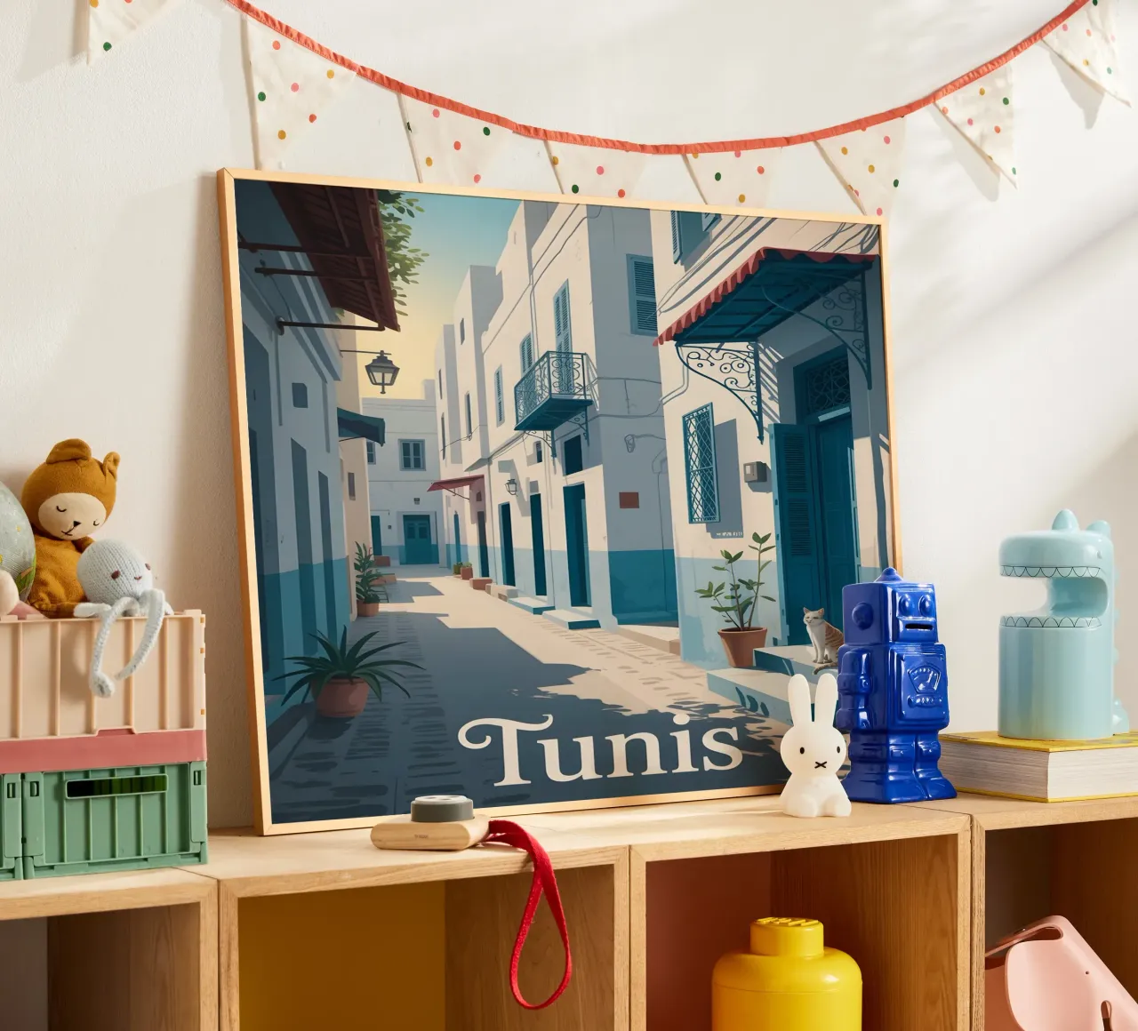 Poster di viaggio vintage di Tunisi poster con telaio in alluminio da Vintage Travel Art