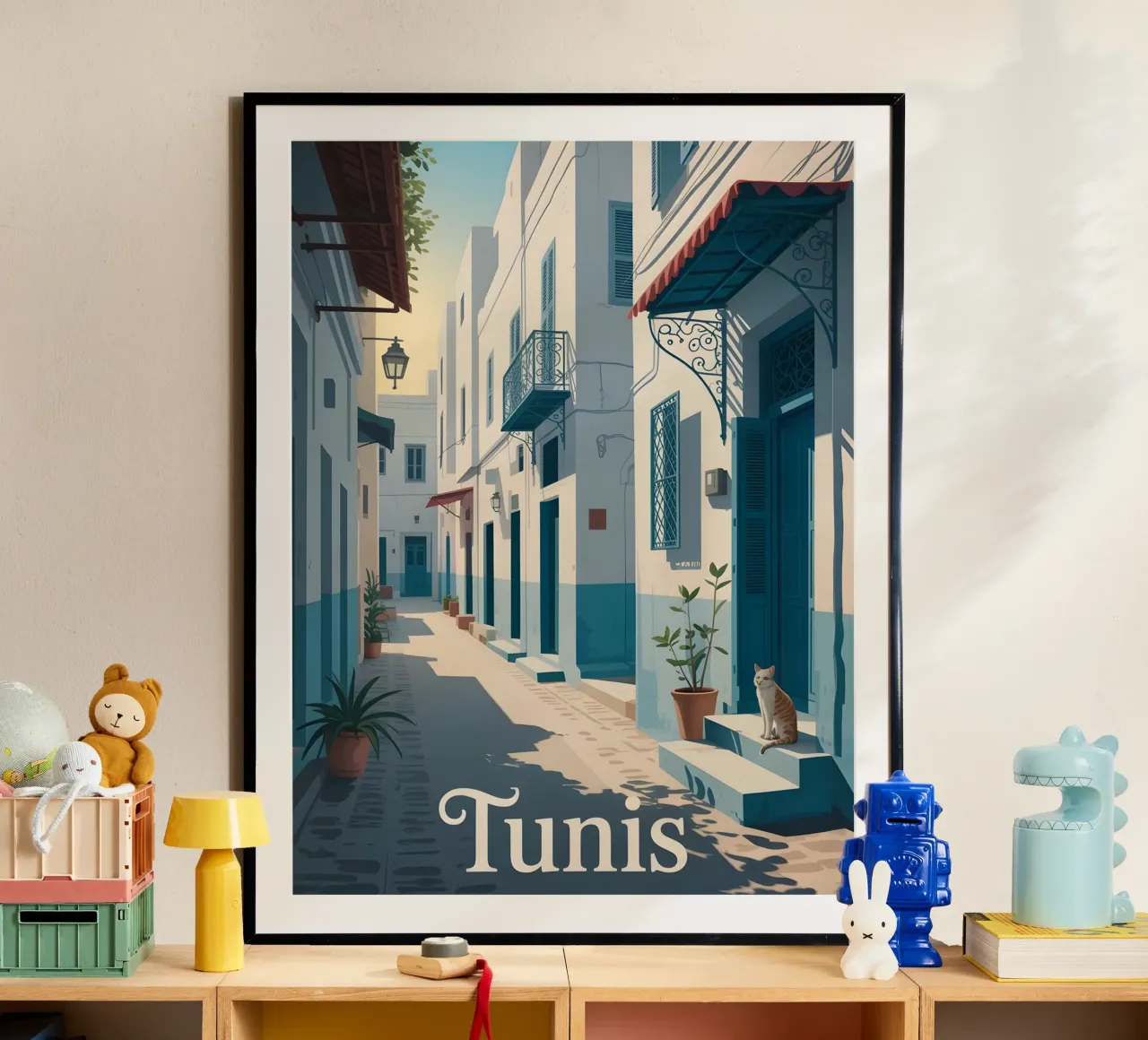 Poster di viaggio vintage di Tunisi poster con telaio in alluminio da Vintage Travel Art