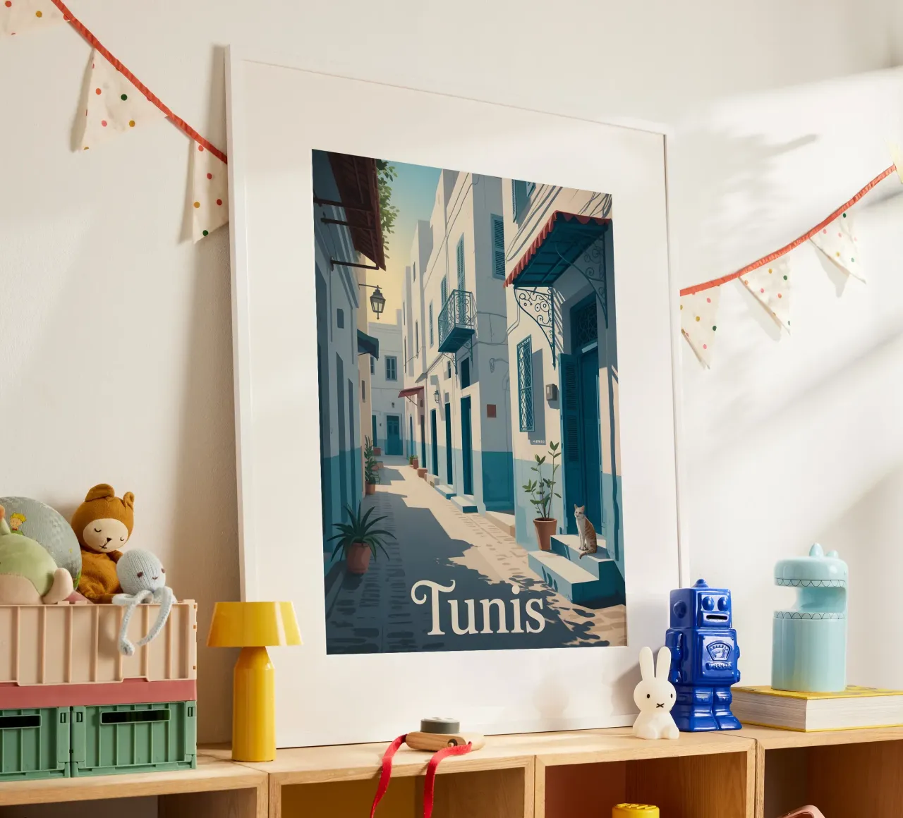 Poster di viaggio vintage di Tunisi poster con telaio in alluminio da Vintage Travel Art
