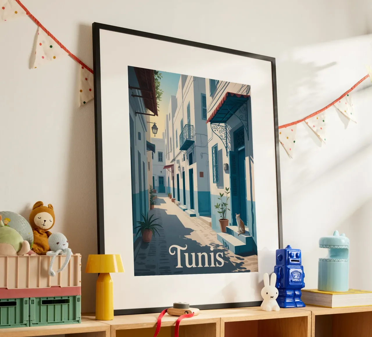Poster di viaggio vintage di Tunisi poster con telaio in alluminio da Vintage Travel Art