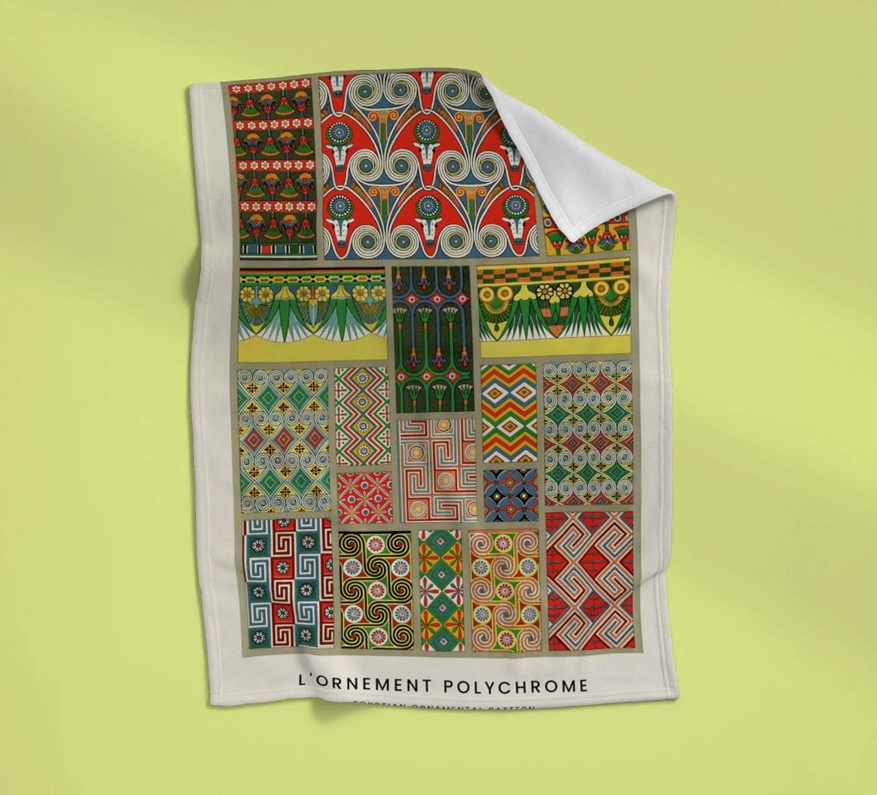 Racinet -  Egyptian  Ornamental Pattern fleece blanket by Vintage by JUNIQE