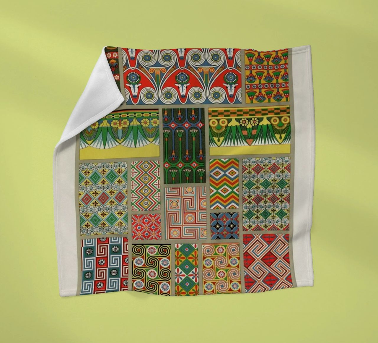 Racinet -  Egyptian  Ornamental Pattern fleece blanket by Vintage by JUNIQE