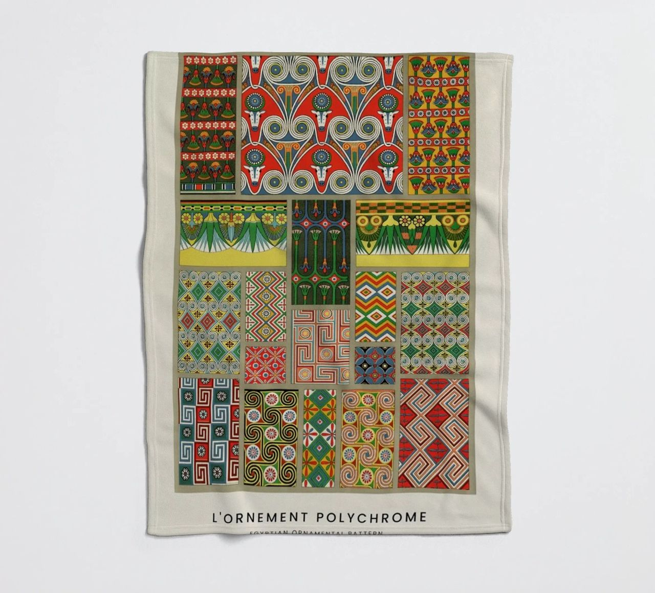 Racinet -  Egyptian  Ornamental Pattern fleece blanket by Vintage by JUNIQE