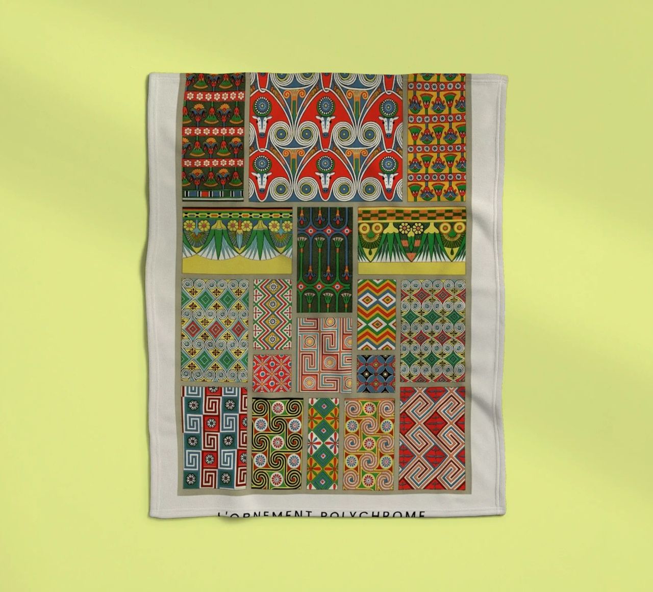 Racinet -  Egyptian  Ornamental Pattern fleece blanket by Vintage by JUNIQE
