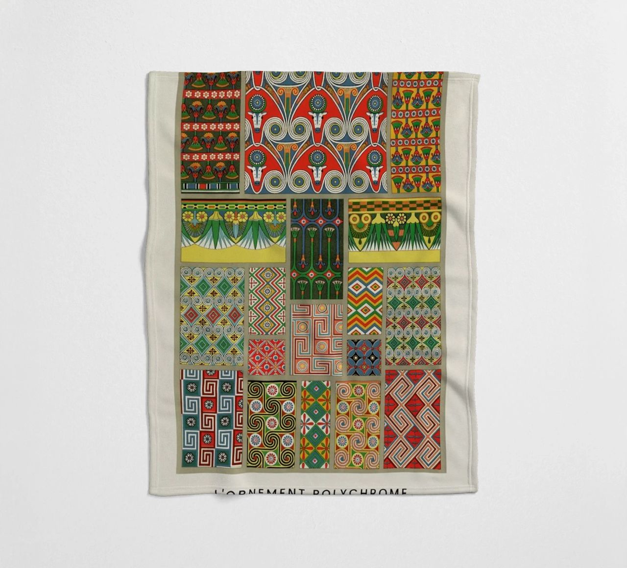 Racinet -  Egyptian  Ornamental Pattern fleece blanket by Vintage by JUNIQE