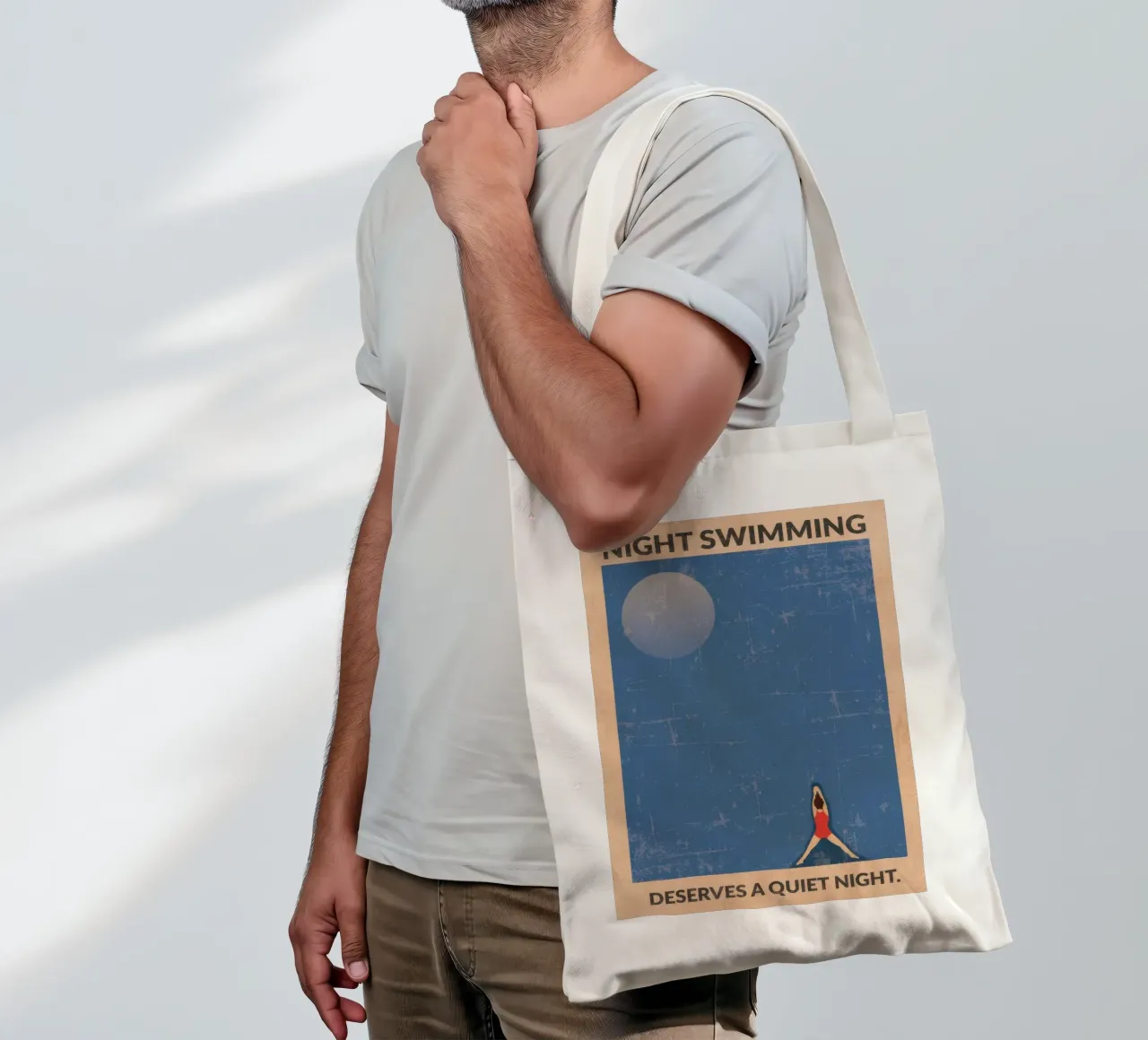 Acque libere (di notte) borsa in juta da burnet