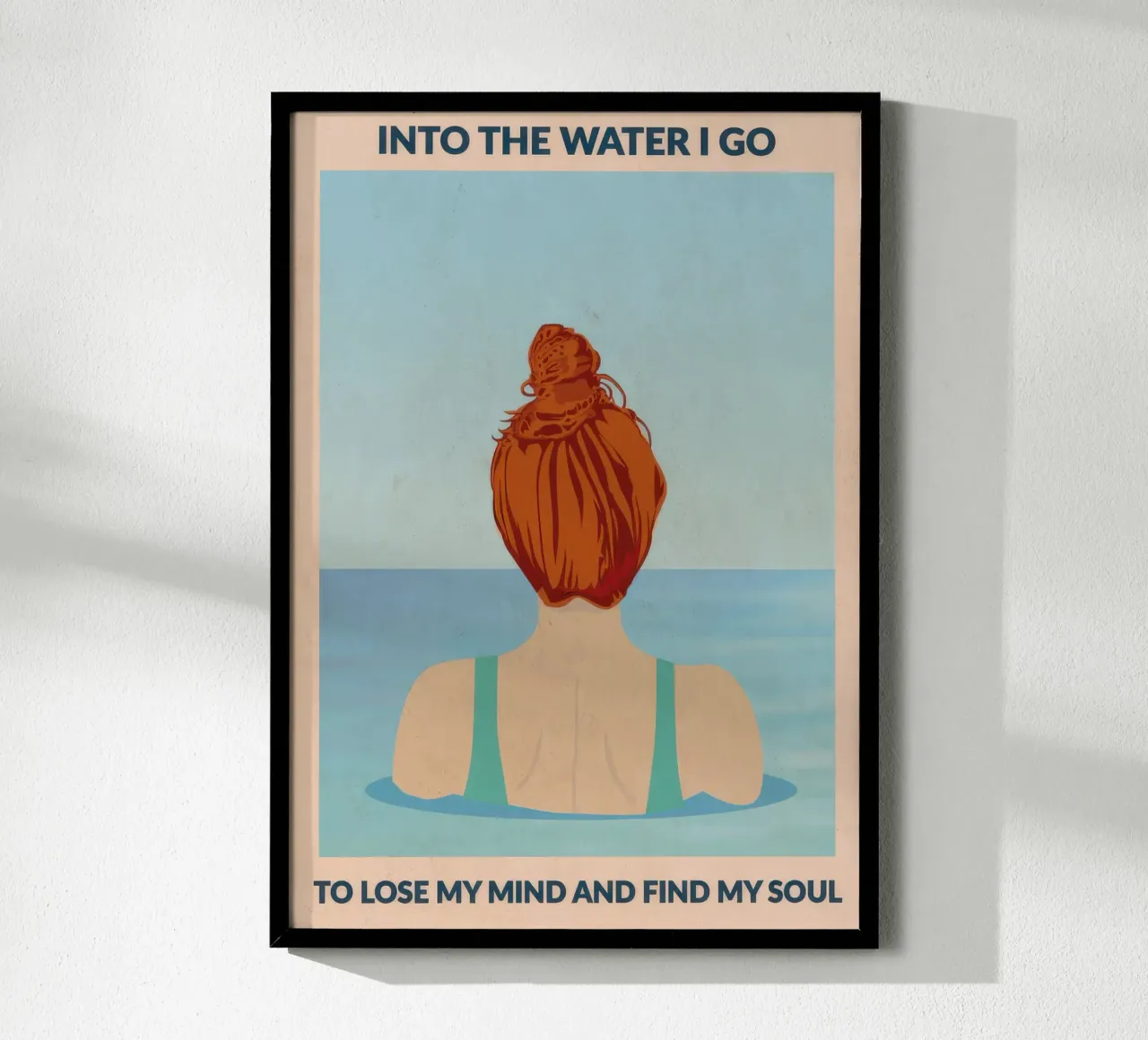 Into the Water (testa rossa) poster con telaio in alluminio da burnet