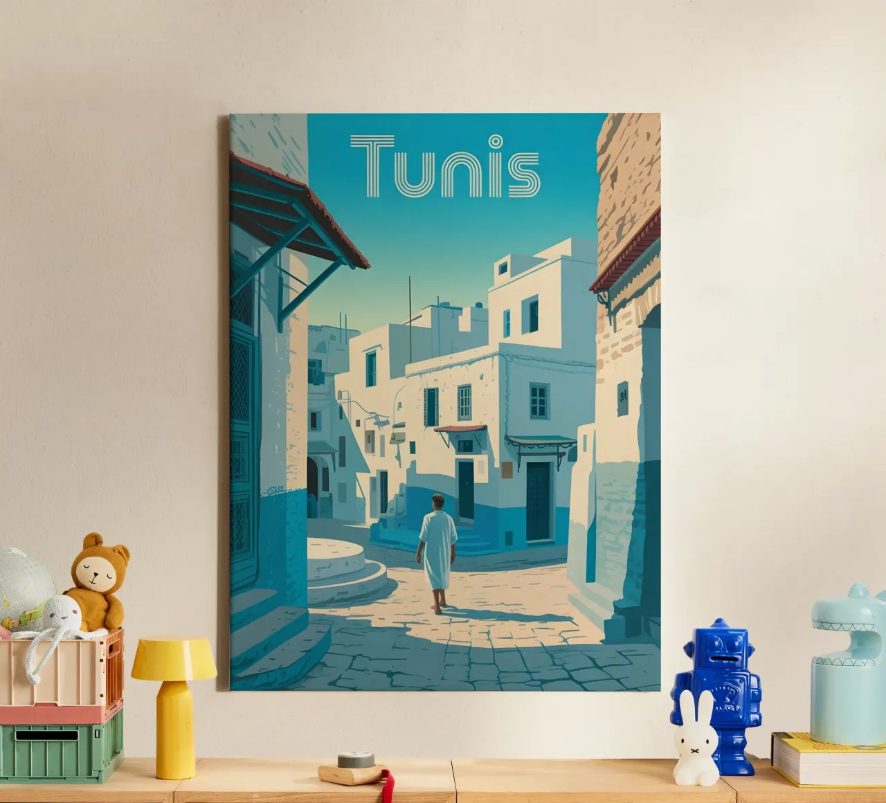 Tunis vintage reisposter canvas met Baklijst van Vintage Travel Art