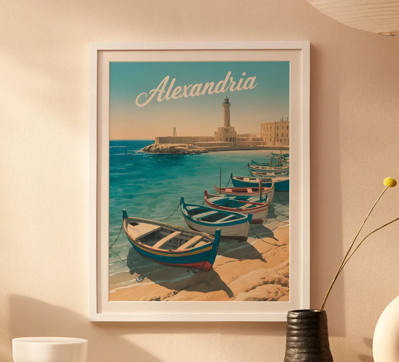 Poster di viaggio d'epoca di Alessandria poster con telaio in legno da Vintage Travel Art