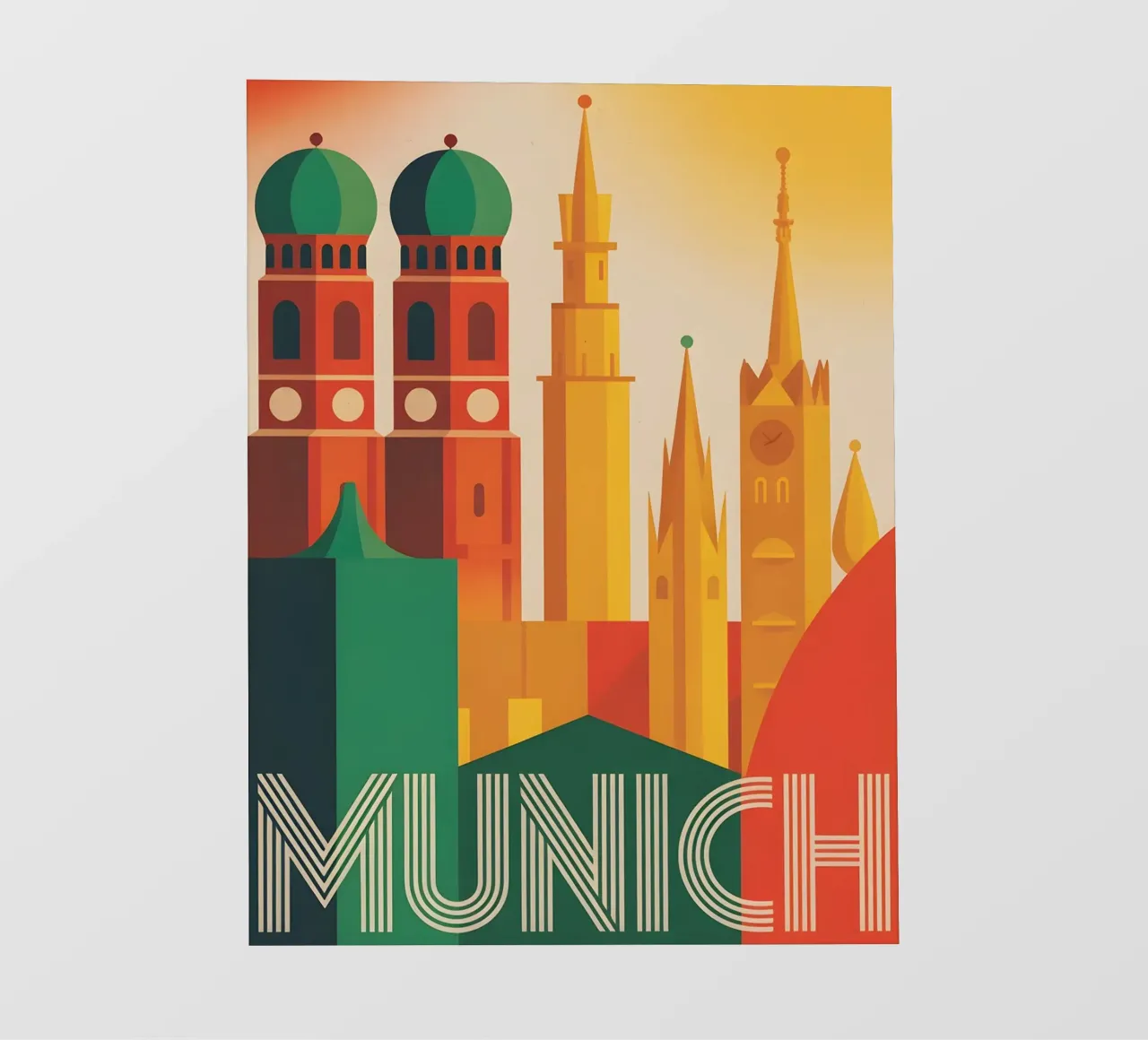 Poster di viaggio vintage di Monaco di Baviera pellicola backlit da Vintage Travel Art