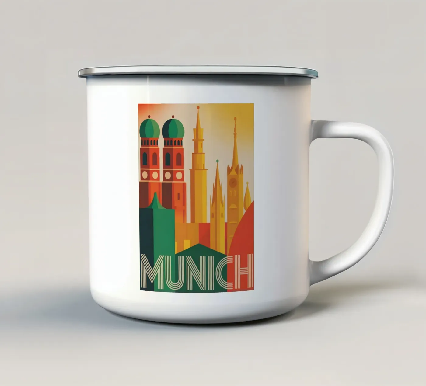 Munich vintage travel poster Emaille Tasse von Vintage Travel Art