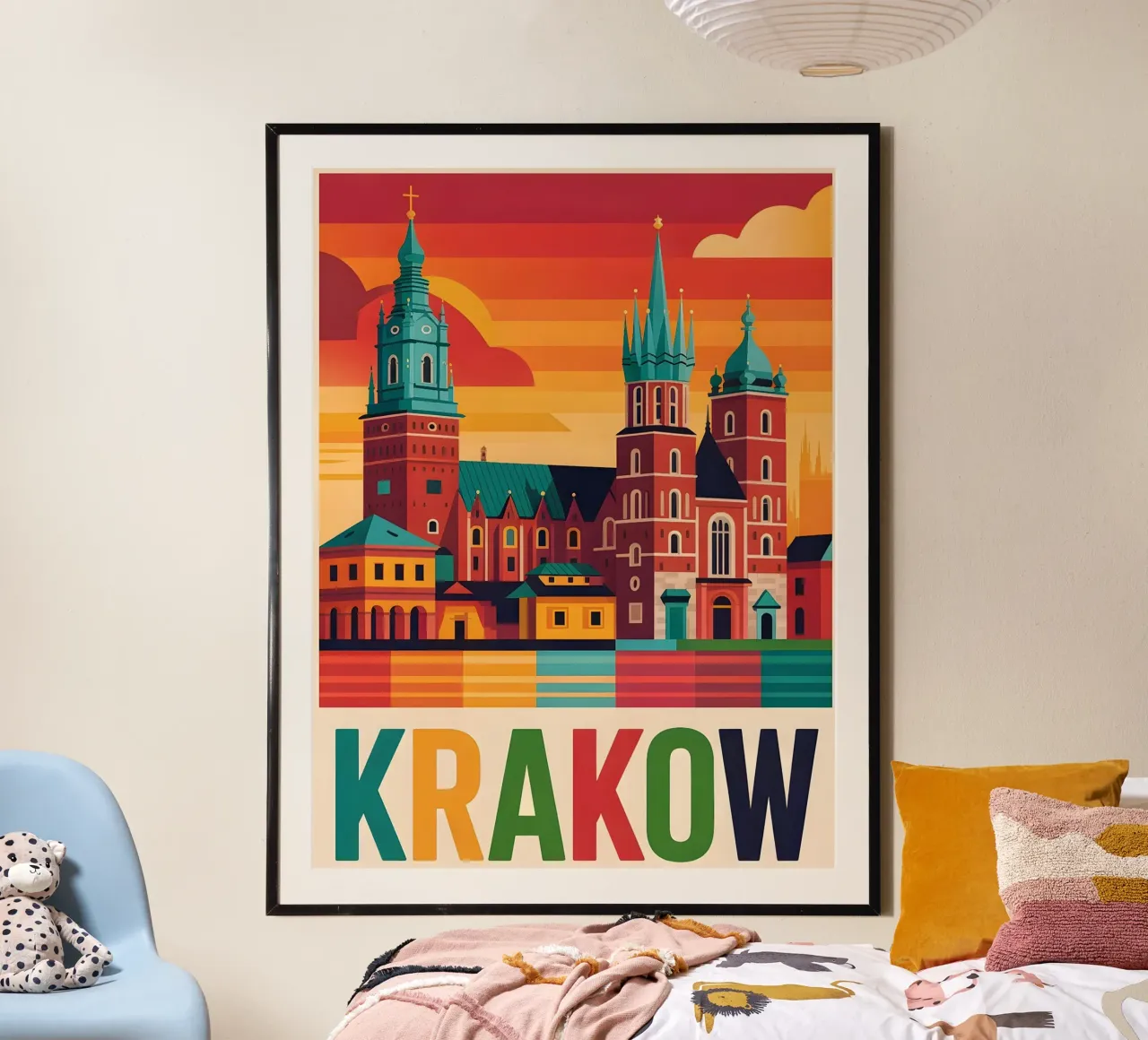 Poster di viaggio vintage di Cracovia poster con telaio in legno da Vintage Travel Art
