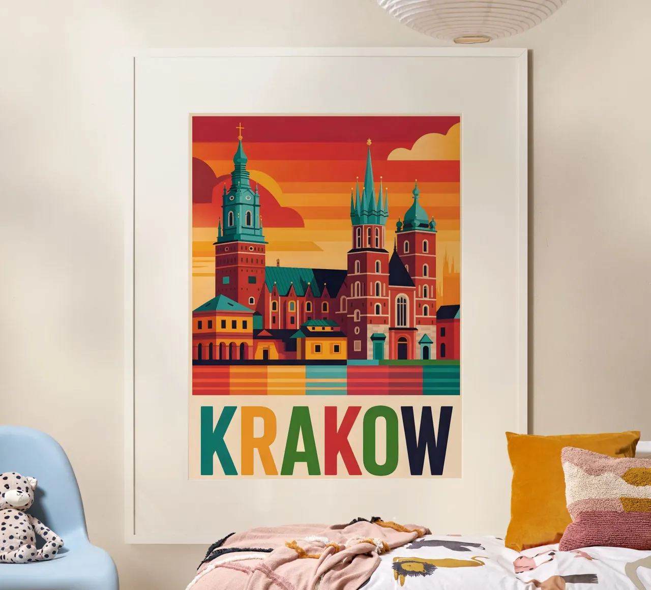 Poster di viaggio vintage di Cracovia poster con telaio in legno da Vintage Travel Art