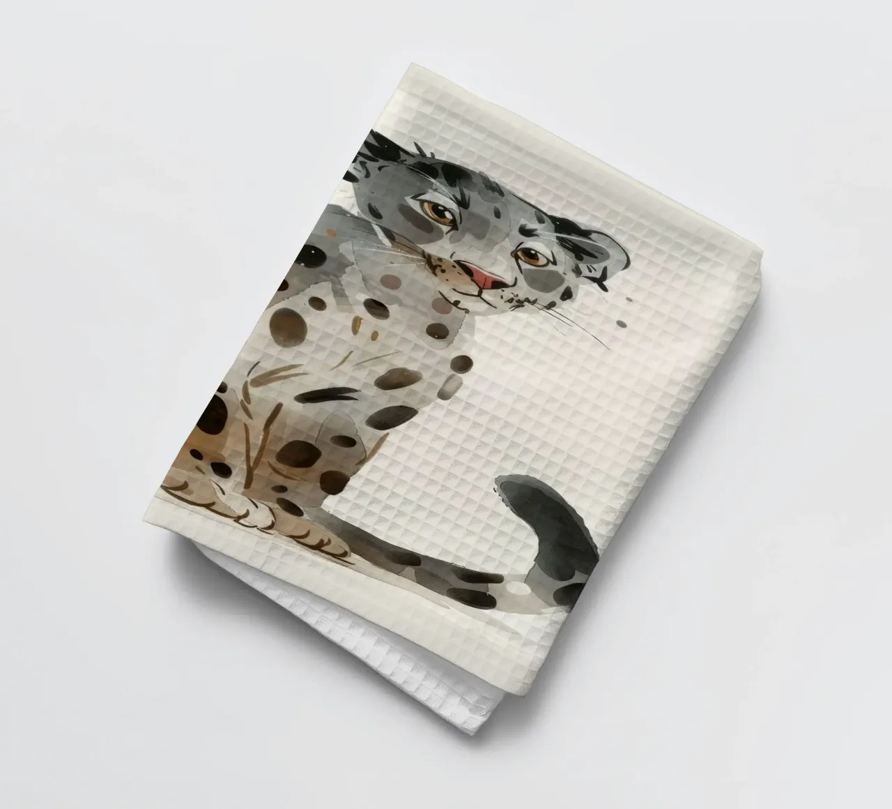 Adorable illustration de léopard nuageux - Douceur de l'aquarelle torchon de DesignDoodle